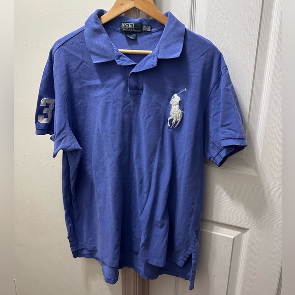 Polo Ralph Lauren Polo Shirt Mens Large Red Custom Fit Big Pony 3 Rugby Classic - Picture 1 of 12